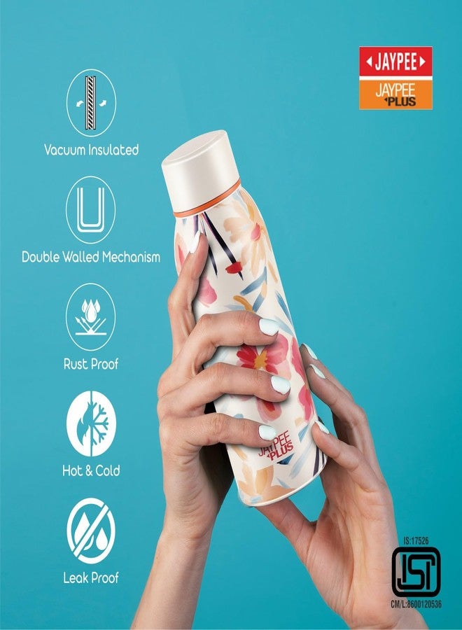 Jaypee Plus Punch Prime Stainless Steel Printed Vacuum Insulated Water Bottle 500 ml | ISI Certified Rustproof & Leakproof Flask with 24Hrs Hot & Cold|Ideal for School Kids, Office & Travel - (Cream) - Image 3